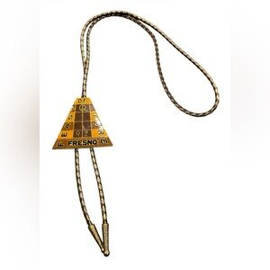 1992’s SHRINER MASONIC FEAST OF FIRE FRESNO BOLO TIE Browns/Yellow/Black/Gold